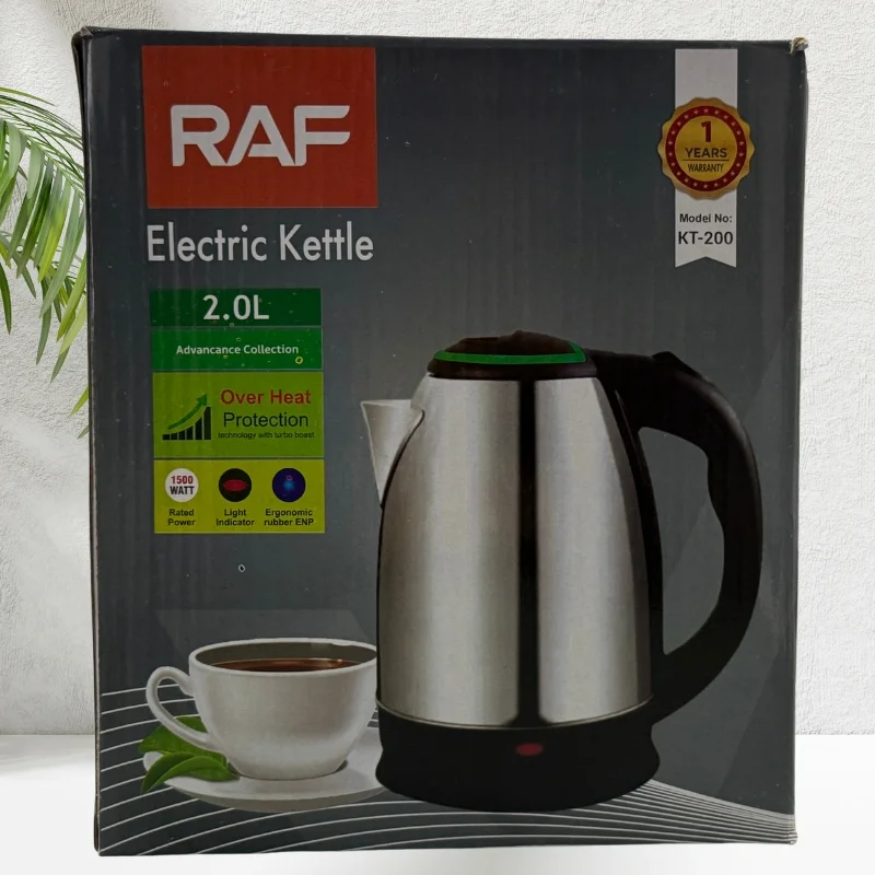 RAF KT-200 Automatic Electric Kettle 2 Liter Stainless Steel Cordless 1500W with Overheat Protection - Image 5