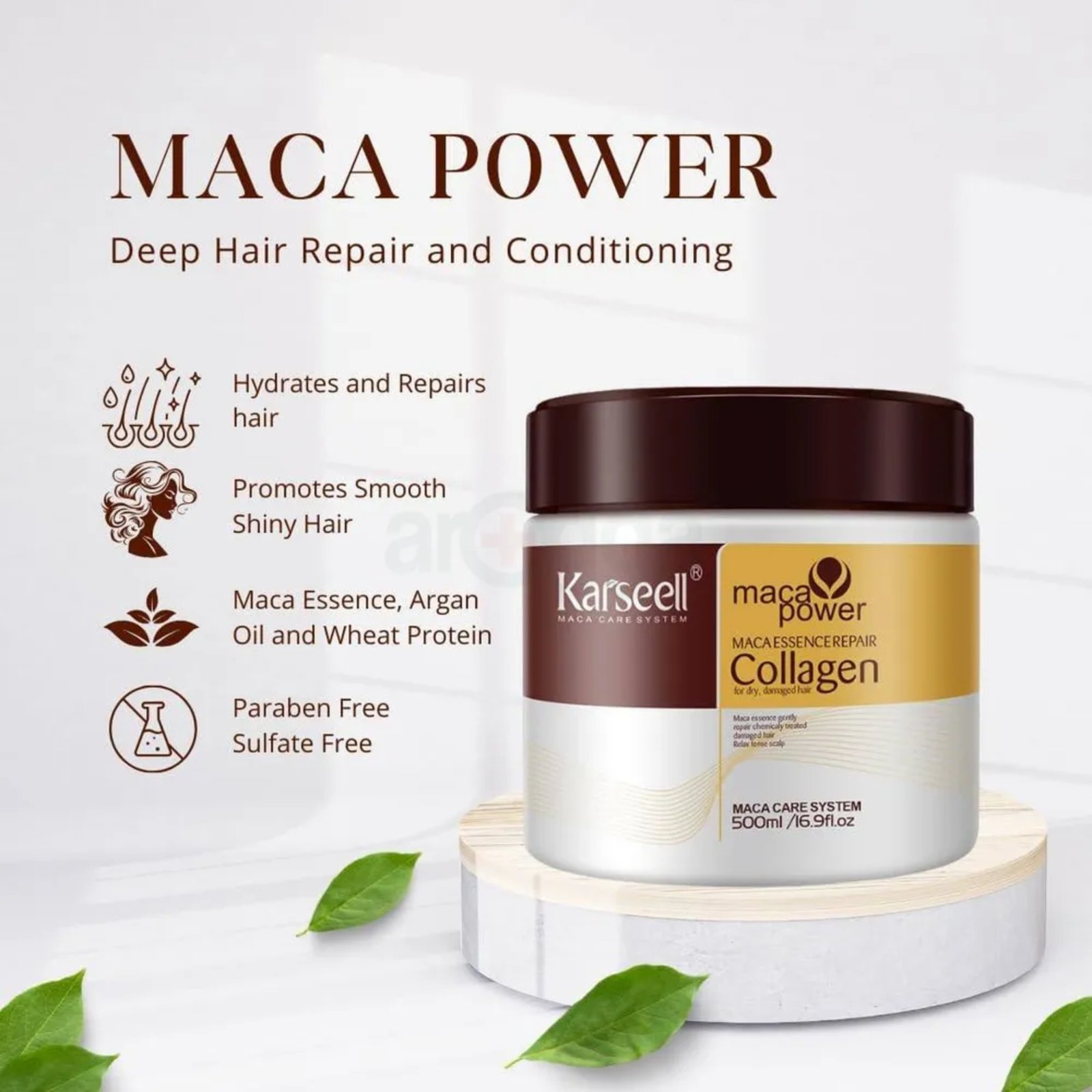 Karseell Collagen Deep Repair Hair Mask 500ml | Argan Oil & Collagen for Smooth, Shiny Hair - Image 4