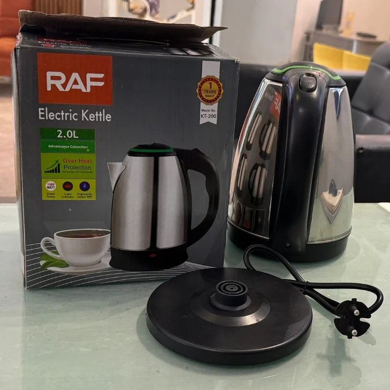 RAF KT-200 Automatic Electric Kettle 2 Liter Stainless Steel Cordless 1500W with Overheat Protection - Image 2