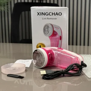XINGCHAO Lint Remover AD-218 Pink White Portable Fabric Shaver USB Rechargeable with 3 Steel Blades