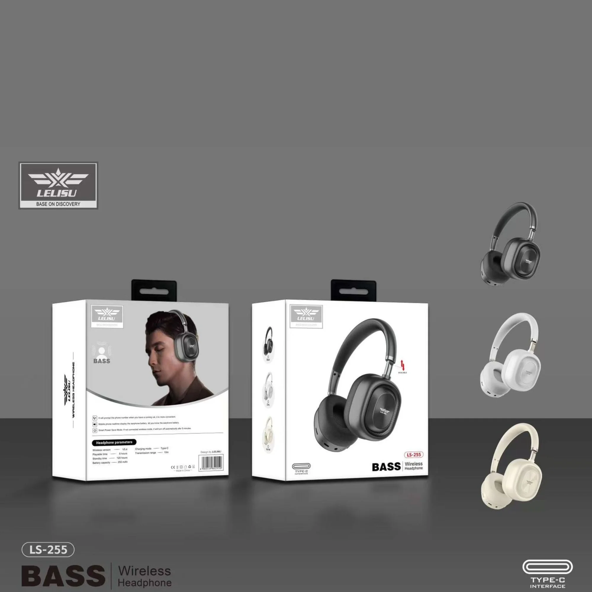 Lelisu LS-255 Bass Wireless Headphones | Bluetooth Over-Ear Headset with Type-C Interface - Image 4
