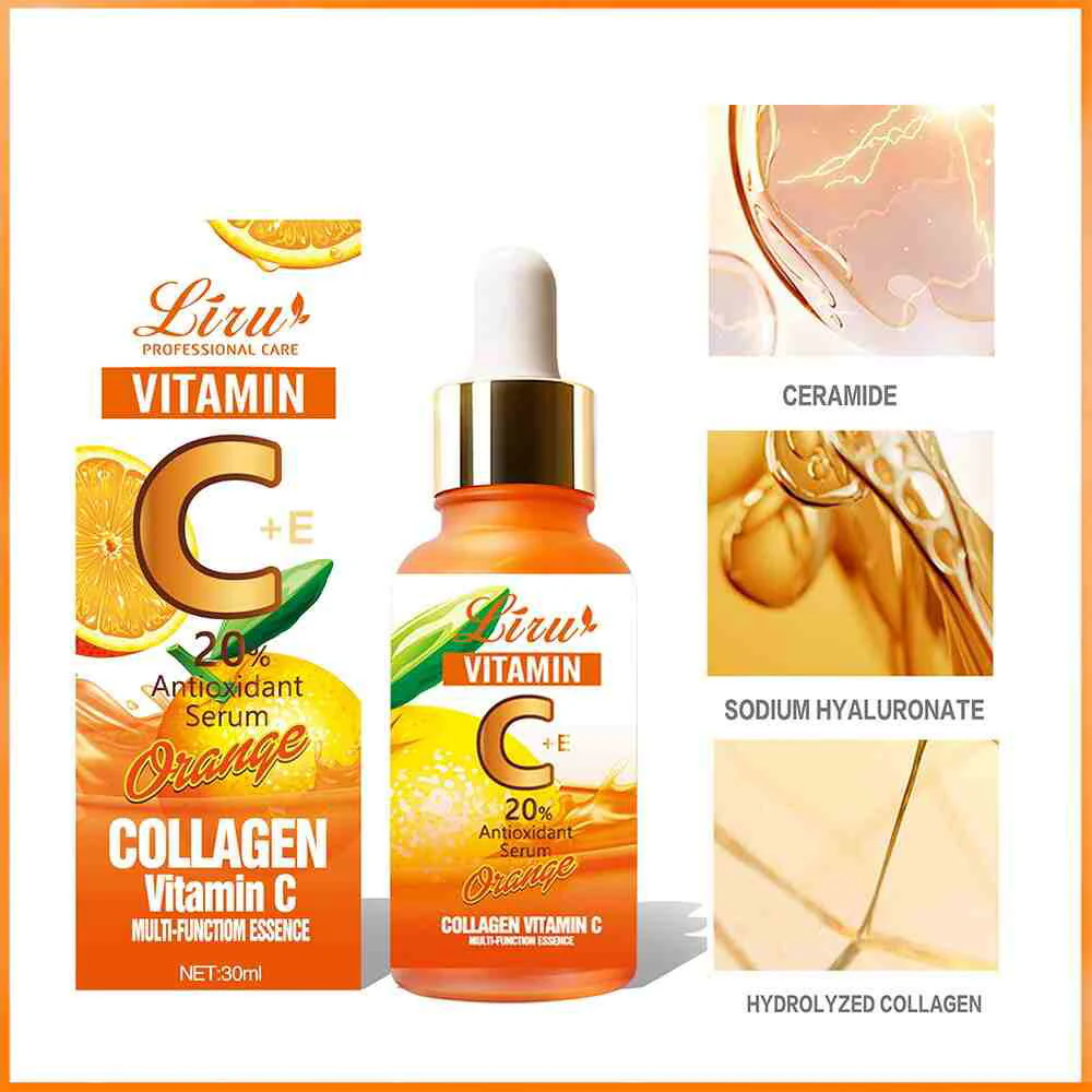 Liru Collagen Vitamin C Serum Orange 30ml Brightening Anti-Aging Face Serum for Glowing Skin - Image 3