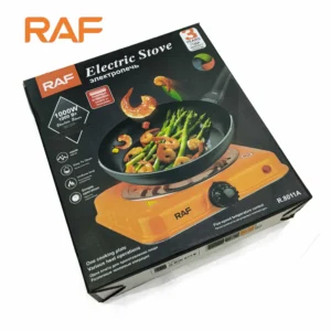 Orange RAF R.8010B Electric Stove Hot Plate and Cooker with 1000W Power, Thermostat, and Uniform Heating