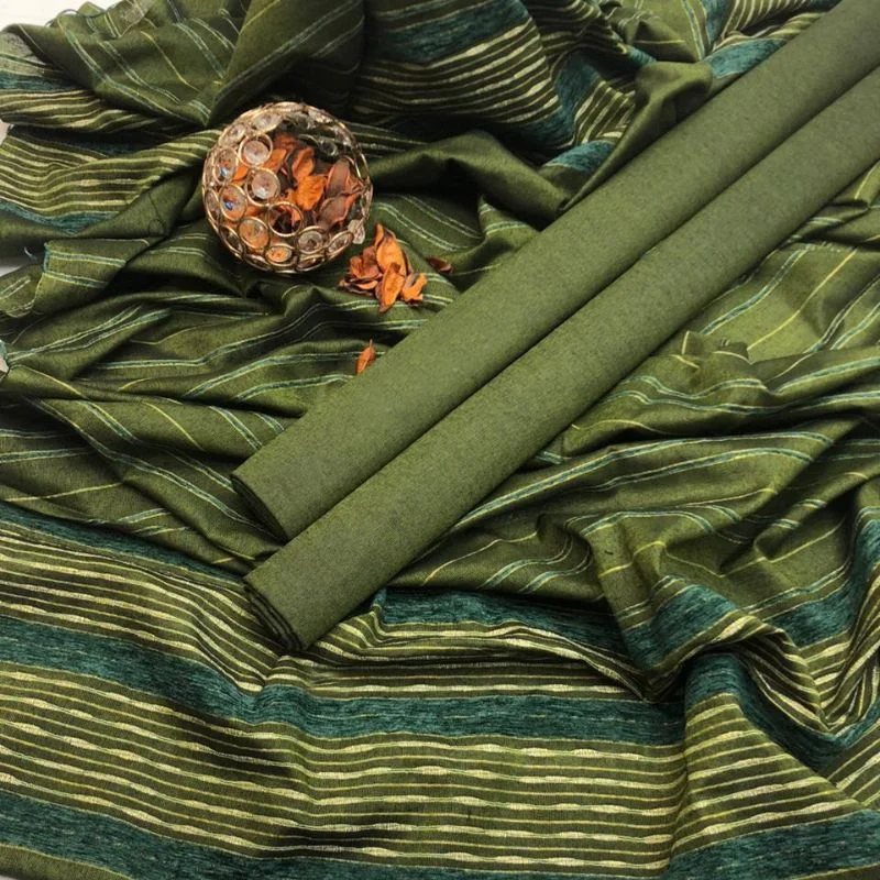 Winter Sussi Silk 3-Piece Suit for Women | Unstitched Plain Shirt & Trouser | Heavy Winter Sussi Shawl | Bottle Green - Image 5